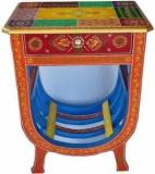 Monika Art Handcrafted Painted U Shape Table For Living Room/Wooden Brass Bedside Solid Wood Side Table