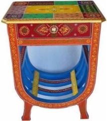 Monika Art Handcrafted Painted U Shape Table for Living Room/Wooden Brass Bedside Solid Wood Side Table