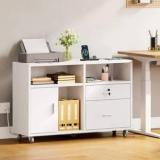 Montage Wooden Home Office Storage Cabinet with Lockable Drawers and Movable Wheels Engineered Wood Free Standing Cabinet