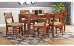 Moonwooden Dining Table Set with 6 Chair for Home Living Room Furniture Solid Wood 6 Seater Dining Set