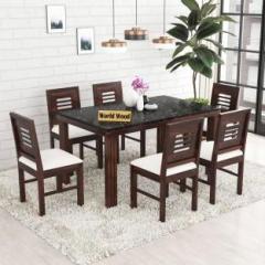 Mp Enterprises Sheesham Wood Marble Finish Table Top Dining set For Home/Hotel Solid Wood 6 Seater Dining Set