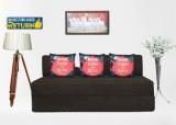 Msshah 5x6 Size Jute Fabric Washable Cover Sofa Cum Bed With 3 Cushions 3 Seater Double Foam Fold Out Sofa Cum Bed