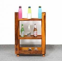 Muralicraft Solid Wood Bar Trolley Serving Trolley Kitchen Trolley for Home & Bar Furniture Solid Wood Bar Trolley