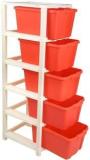 My International Red Color 5 Layer Storage Drawer Organizer Plastic Free Standing Chest Of Drawers