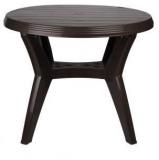 National Party Round Roma Plastic Dining Table, Matt Brown Plastic 4 Seater Dining Table