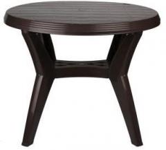 National Party Round Roma Plastic Dining Table, Matt Brown Plastic 4 Seater Dining Table