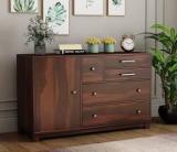 Navya Handicraft Solid Sheeshas Wooden Sideboard Storage Cabinet with 4 Drawers and 3 Shelf | Solid Wood Free Standing Sideboard