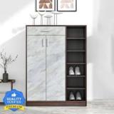 Nilkamal Cresta 2 Door with 11 Shelves and 1 Drawer | Compartable upto 16 Pairs Shoes | Engineered Wood Free Standing Cabinet