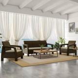 Nilkamal Goa Plastic Sofa Set with Cushion|Indoor, Outdoor|Garden, Living, Patio Furniture Fabric 3 + 1 + 1 Sofa Set