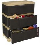 Nilkamal Kids Freedom Chester 13 With Three Drawers In Weather Brown And Biscuit Colour