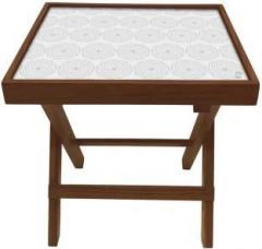 Nutcase Grey Designer Flower Pattern Solid Wood Side Table