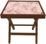 Nutcase Peach Color Designer Marble Pastel Solid Wood Side Table