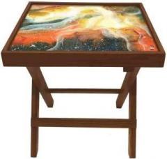 Nutcase Yellow and Green Space Watercolor Solid Wood Side Table