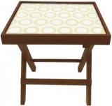 Nutcase Yellow Pattern Circle Solid Wood Side Table