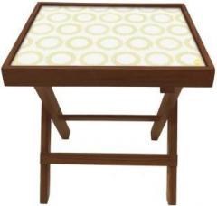 Nutcase Yellow Pattern Circle Solid Wood Side Table