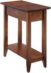 Odejia Heritage Rosewood Flip Top 3 Tier End Table with Shelf for Living Room Solid Wood End Table