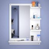 Pedpix Wall Mounted Dressing Decorative Mirror With Shelf For Bedroom & Living Room Engineered Wood Dressing Table