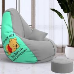 Pi Bean XXXL PrintPuff with Cushion and Footrest Teardrop Bean Bag With Bean Filling