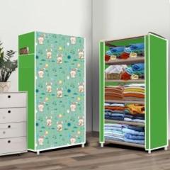 Poowerest 5 Shelf Cartoon Rabbit Print PVC Collapsible Wardrobe