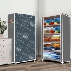 Poowerest 5 Shelf House cartoon Print PVC Collapsible Wardrobe