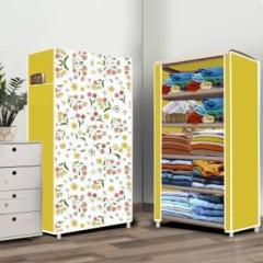 Poowerest 5 Shelf Warm Flower Print PVC Collapsible Wardrobe