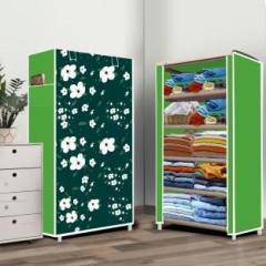 Poowerest 5 Shelf White Lily Print PVC Collapsible Wardrobe