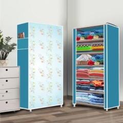 Poowerest 6 Layer Soft lily Flower Printed PVC Collapsible Wardrobe