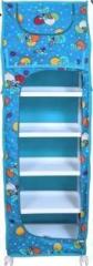 Porchex 1 Door 6 Shelf Fabric Plastic Digital Print, Office, Badroom, Kids rooms, Storage PP Collapsible Wardrobe