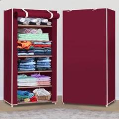 Porchex 1 Door 6 Shelf Fabric PP Metal, Office, Badroom, Kids rooms, Storage rooms Carbon Steel Collapsible Wardrobe