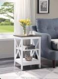 Priti Convenience Concepts Oxford End Table, Driftwood/White Engineered Wood End Table