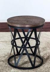 Priti Round Metal Engineered Wood Side Table