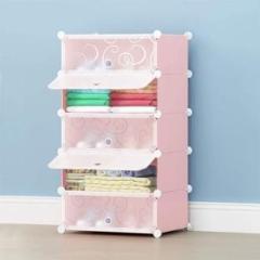 Pyxbe 1 Door 9 Shelf Fabric PVC, cloth stand, Baby wardrobe PP Collapsible Wardrobe