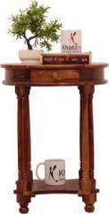 Rf Royal Finish Luxe 1 Drawer Round Table, RoundLegs, Smooth Edges, Full Round, Natural Colour Solid Wood Corner Table