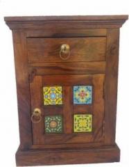 Royal Wood Sheesham Wood Bedside Table with Drawer Storage End Table for Bedroom Solid Wood Bedside Table