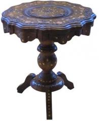 Saaga Carved Sheesham Wood Table with Brass & Copper work