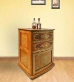 Saaga Sheesham Wood Bar Cabinet With Fine Brass Inlay Work