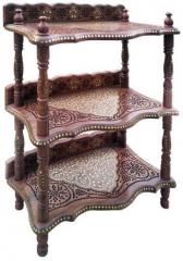 Saaga Sheesham Wood End Table with Jali & Brass Work