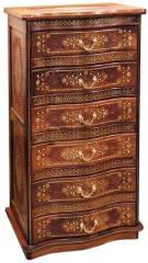 Saaga Sheesham Wood Six Drawer Cabinet with Kashmiri Brass Work