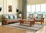 Saamenia Furnitures Solid Sheesham Wood Five Seater Sofa Set With Center Table For Living Room Fabric 3 + 1 + 1 Sofa Set