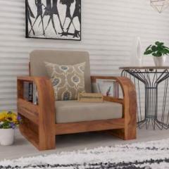 Saamenia Furnitures Solid Sheesham Wood One Seater Sofa Set For Living Room /Office / Cafe. Fabric 1 Seater Sofa