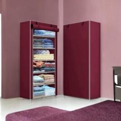 Saintwod 1 Door 6 Shelf Fabric PP Carbon Steel Collapsible Wardrobe