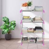 Saklak 4 layer bookshelf for home office bookcase pink rack Metal Open Book Shelf