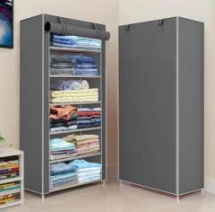 Sasimo 1 Door 6 Shelf Fabric Carbon Steel Collapsible Wardrobe