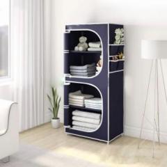 Sasimo 2 Door 4 Shelf PP Collapsible Carbon Steel Collapsible Wardrobe