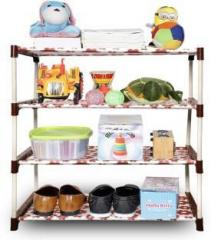 Sasimo 4 Shelf Plastic Collapsible Carbon Steel Collapsible Wardrobe