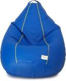 Sattva XXL Royal Blue With Yellow Piping Teardrop Bean Bag With Bean Filling