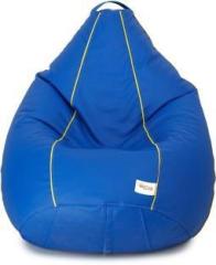 Sattva XXL Royal Blue with Yellow Piping Teardrop Bean Bag With Bean Filling