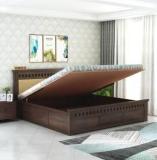 Savitridecor Solid Wood Bed/Cot Bed/Palang For Bedroom/Home/Hotel Solid Wood King Hydraulic Bed