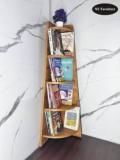 Sbf Furniture 5 Shelf Pyramid Bookcase and Storage Unit Corner Shelf, Book Shelve Engineered Wood Open Book Shelf