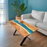 Scyza Artiz Sheesham Wood Epoxy Coffee Table With Iron Legs For Living Room, Hotel, Caf Solid Wood Coffee Table